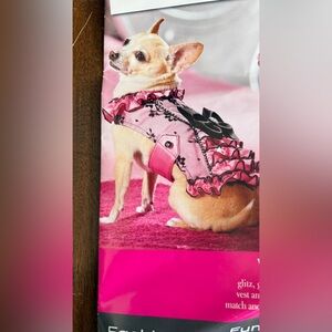 Pink Ruffled Dog Dress with Black Lace